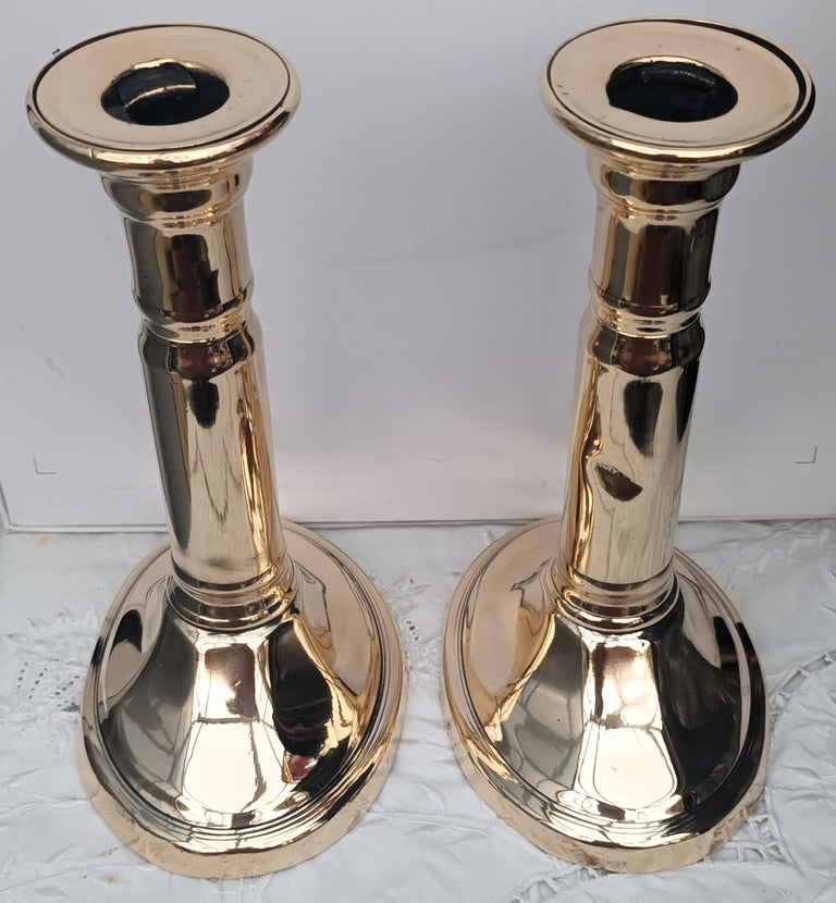 Pair Georgian Telescopic Brass Candlesticks - Harrison Patent 1d