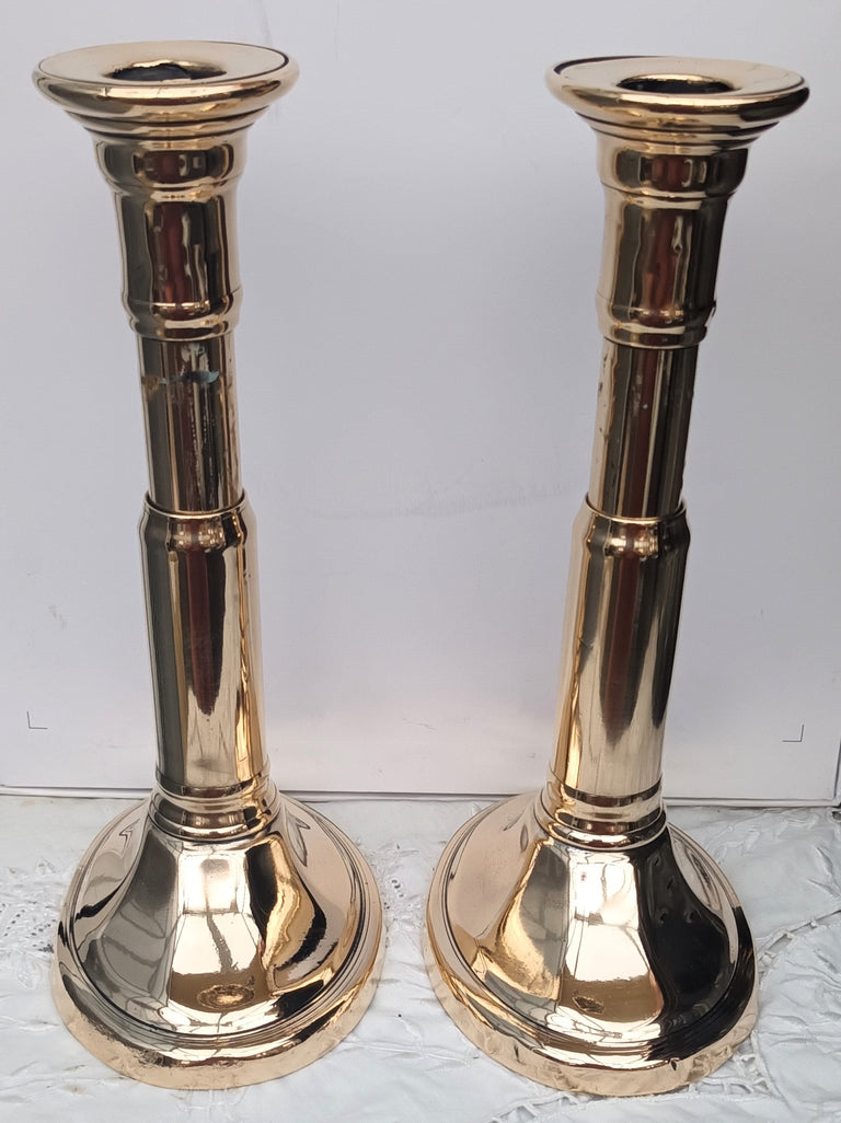 Pair Georgian Telescopic Brass Candlesticks - Harrison Patent 1f