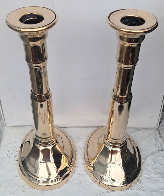 Pair Georgian Telescopic Brass Candlesticks - Harrison Patent 1h
