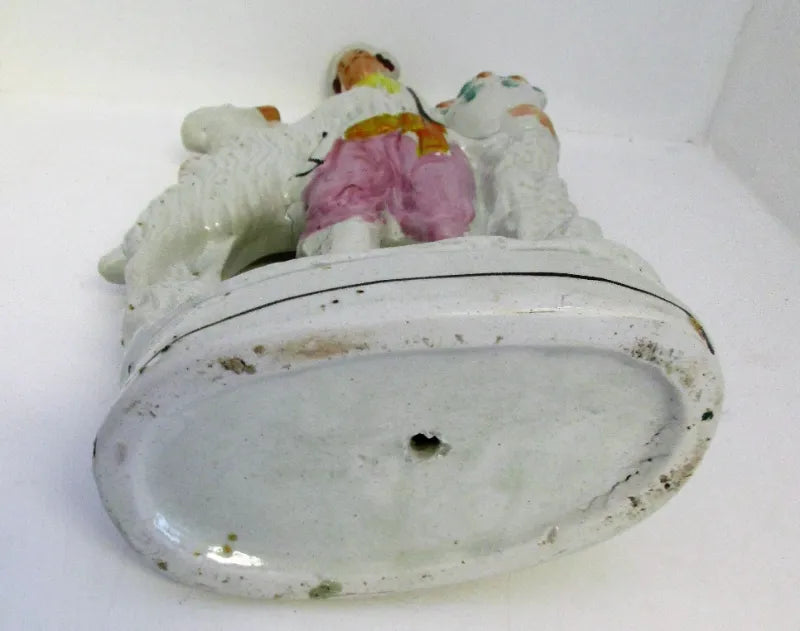 Pair of Antique Victorian Staffordshire Figures of Goatherds