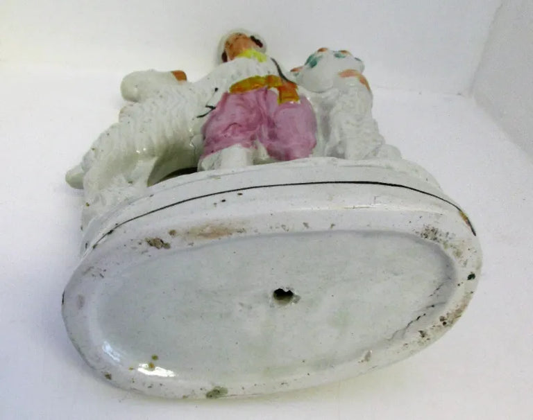 Pair of Antique Victorian Staffordshire Figures of Goatherds
