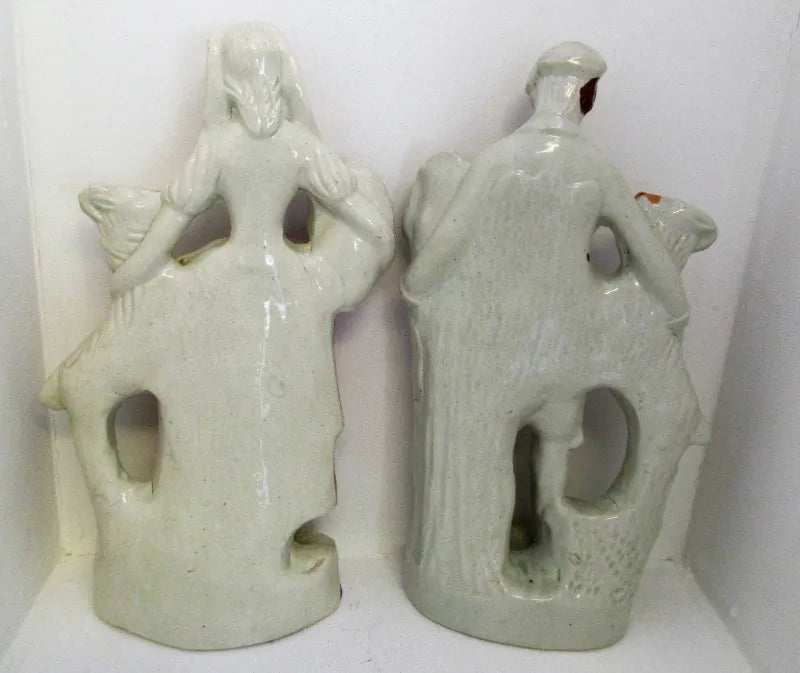 Pair of Antique Victorian Staffordshire Figures of Goatherds