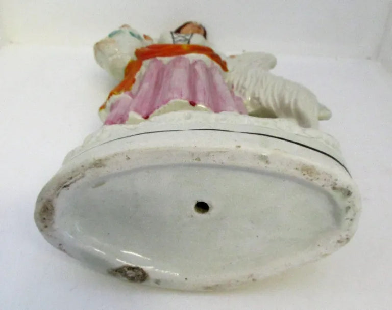 Pair of Antique Victorian Staffordshire Figures of Goatherds
