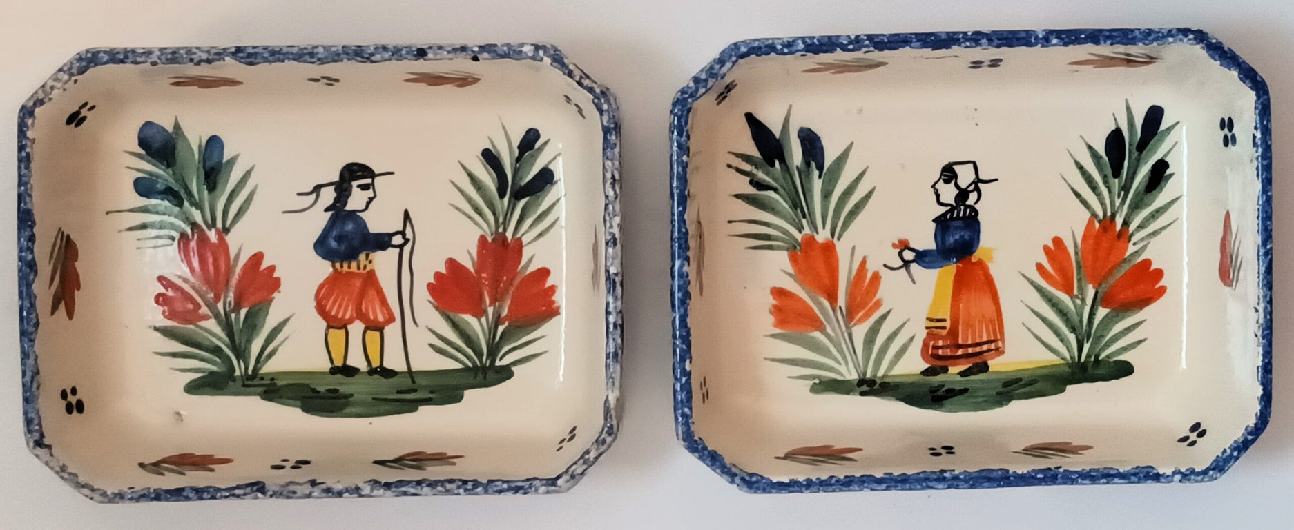 Pair HB Quimper Dishes 1a