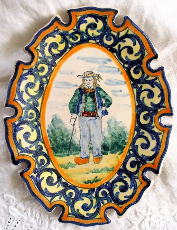 Pair of Antique HR Quimper French Faience Pin Trays