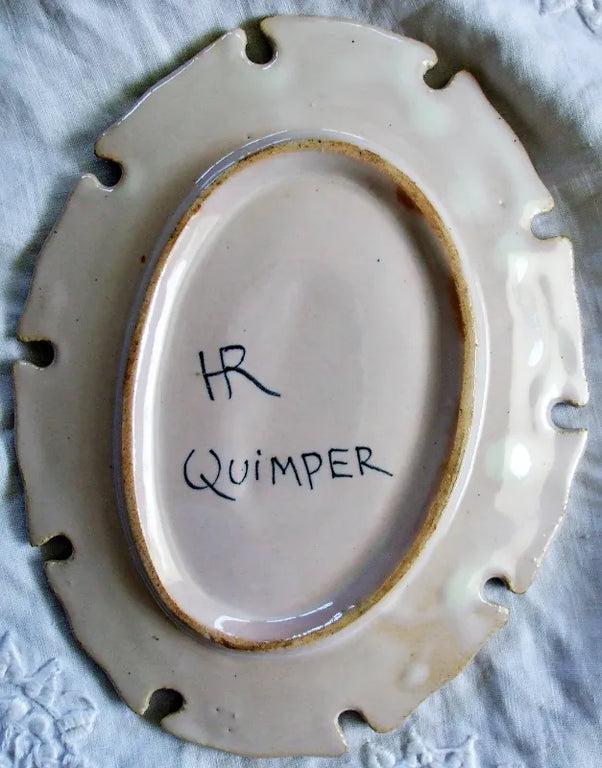 Pair of Antique HR Quimper French Faience Pin Trays