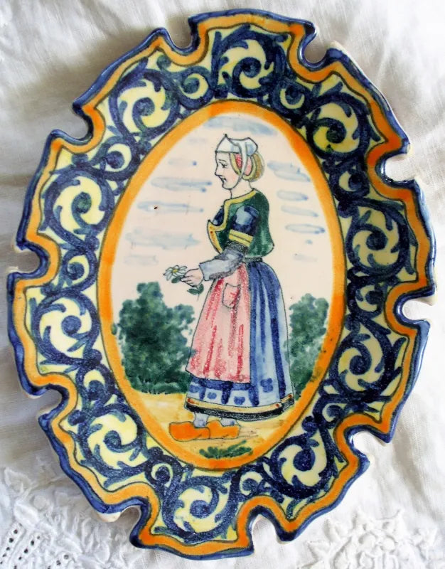 Pair of Antique HR Quimper French Faience Pin Trays