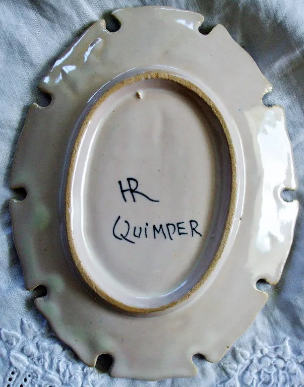 Pair of Antique HR Quimper French Faience Pin Trays