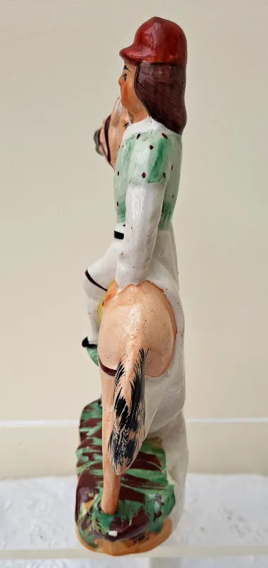 Pair of Antique Victorian Staffordshire Figures of Mounted Jockeys