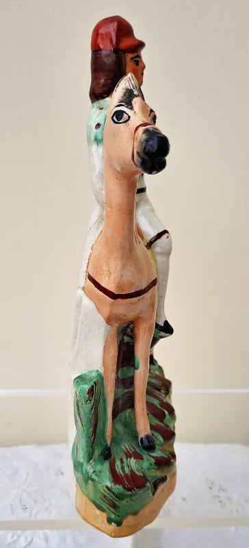 Pair of Antique Victorian Staffordshire Figures of Mounted Jockeys