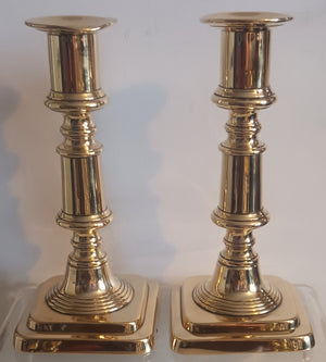 Pair Late Georgian Brass Candlesticks 6a
