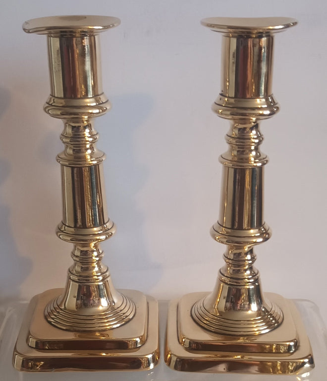 Pair of Antique English Late Georgian Brass Candlesticks