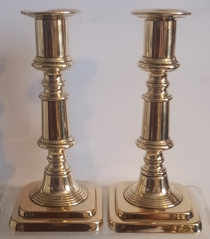 Pair Late Georgian Brass Candlesticks 6c