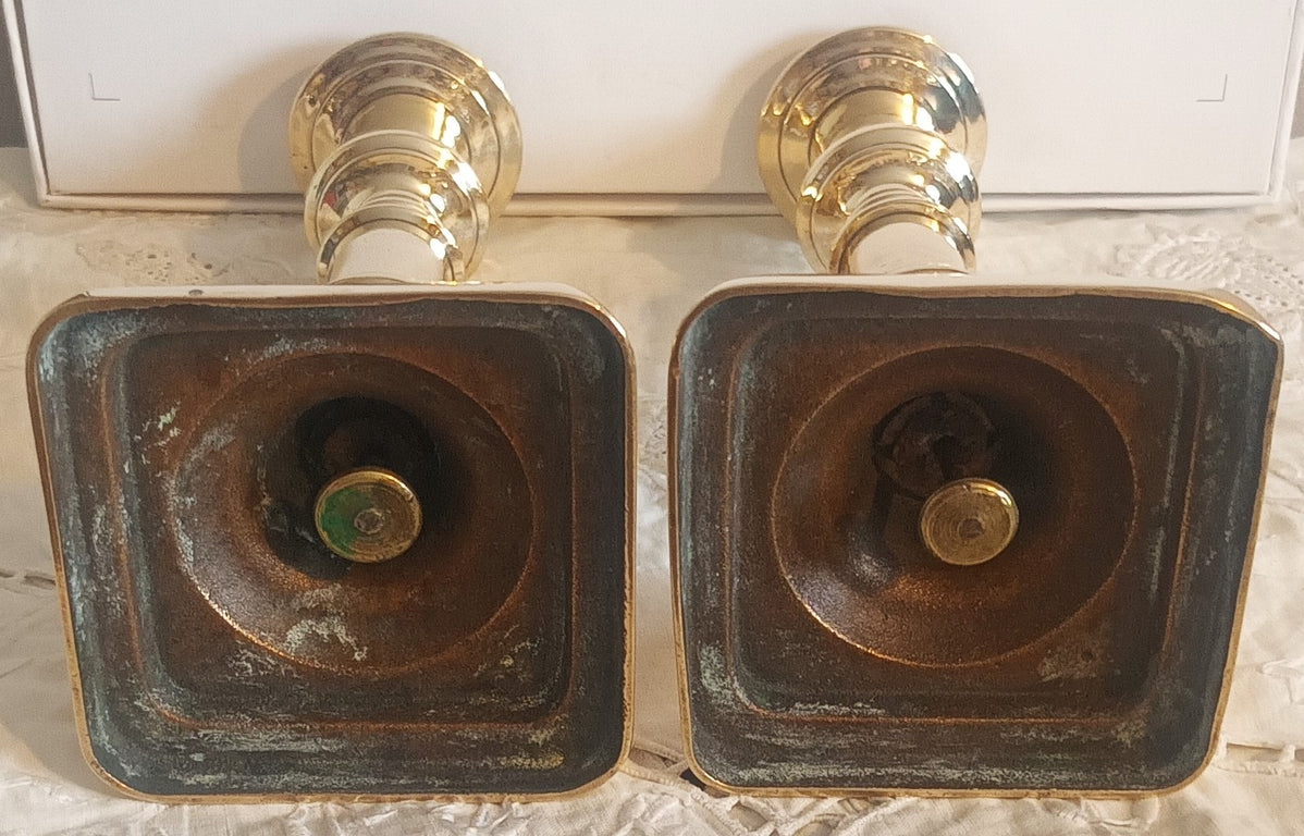 Pair of Antique English Late Georgian Brass Candlesticks