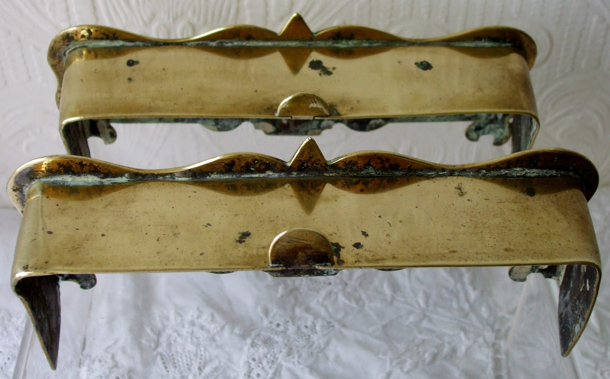 Pair of Antique English Victorian Miniature Brass Fenders