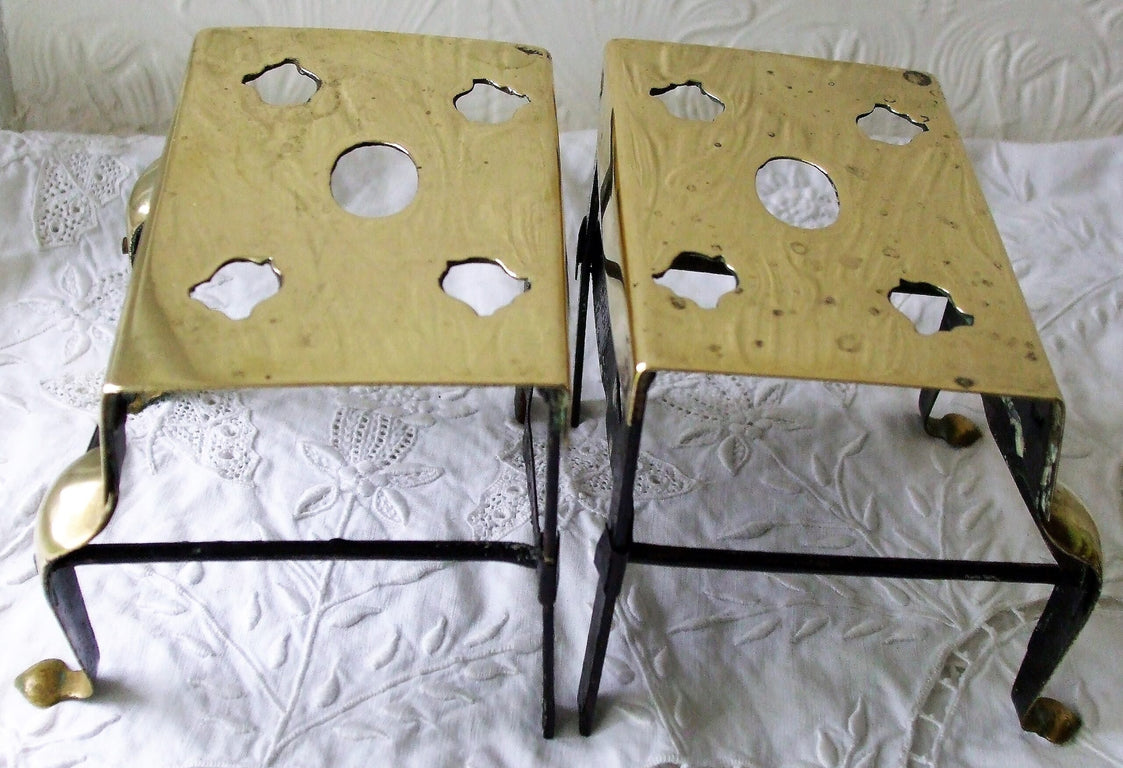 Pair of Antique English Victorian Miniature Brass Footmen