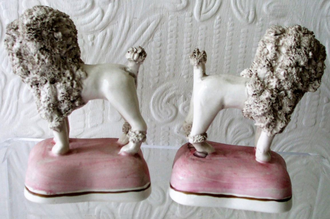 Pair of Victorian Staffordshire Miniature Poodles ~ James Dudson