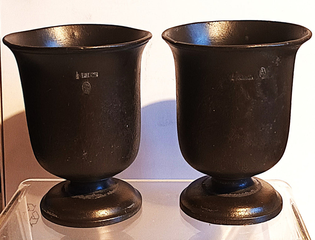 Pair Norfolk 112 Pewter Goblets 1a