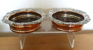 Pair of Antique English Georgian Old Sheffield Plate Wine Coasters