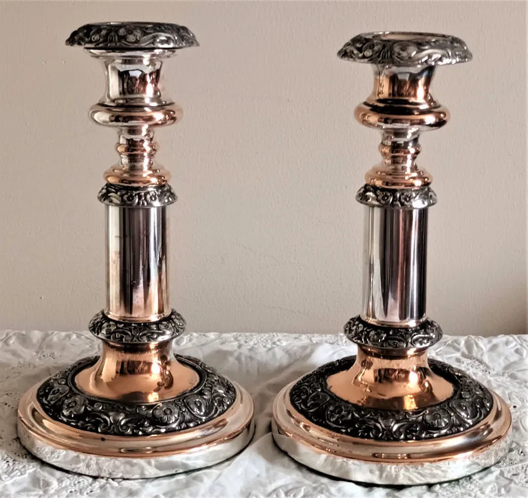 Pair of Antique Georgian OSP Telescopic Candlesticks