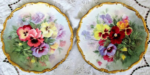 Pair of Royal Doulton Porcelain Cabinet Plates ~ "Pansies"