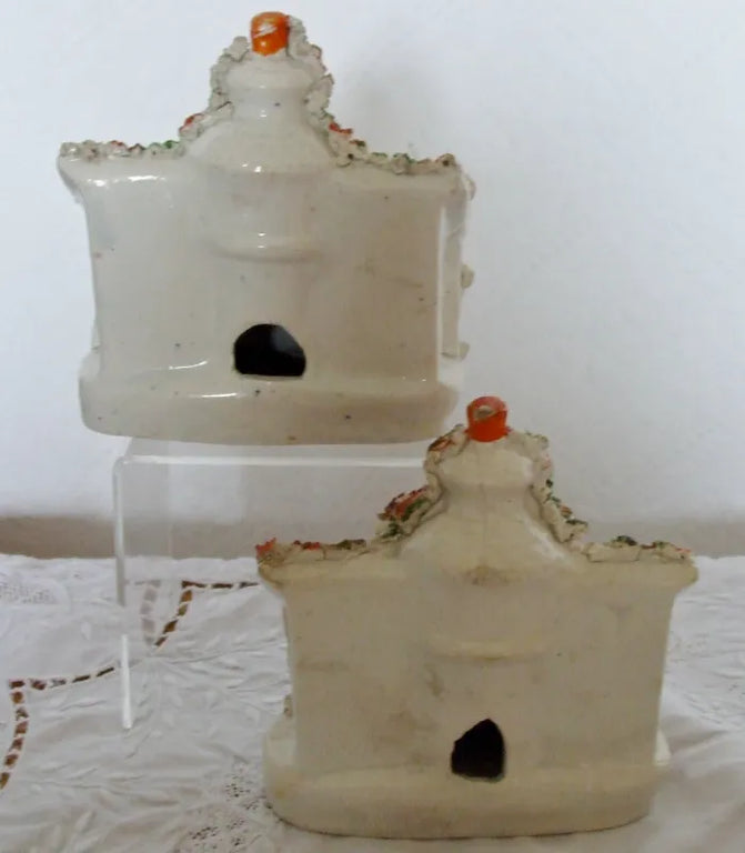 Pair of Antique Victorian Staffordshire Pastille Burners