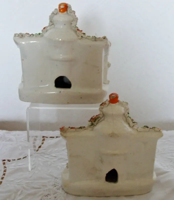 Pair of Antique Victorian Staffordshire Pastille Burners