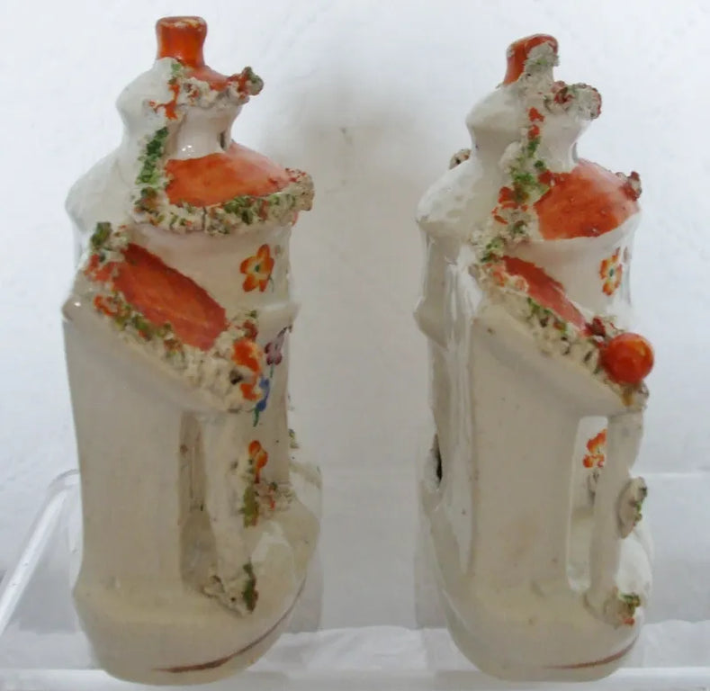 Pair of Antique Victorian Staffordshire Pastille Burners