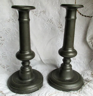 Pair Pewter Candlesticks 5