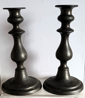 Pair Pewter Candlesticks 6a