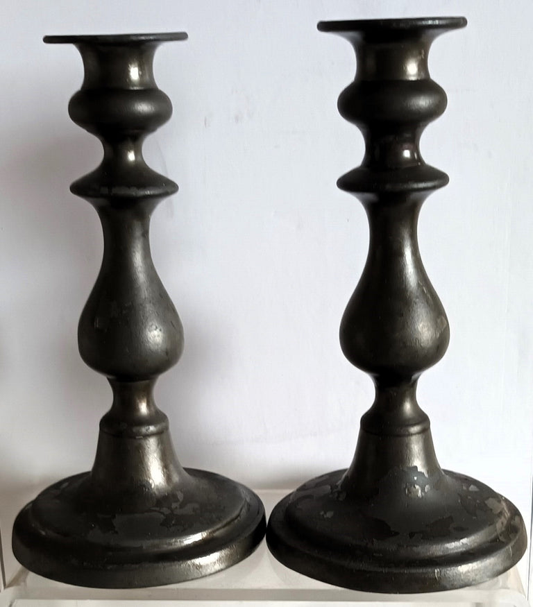 Pair Pewter Candlesticks 6c