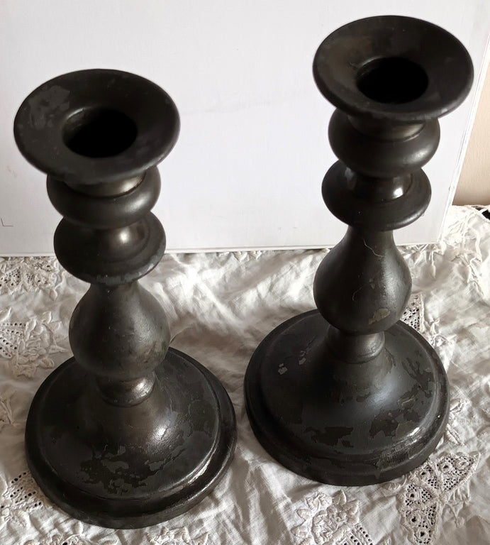 Pair Pewter Candlesticks 6e