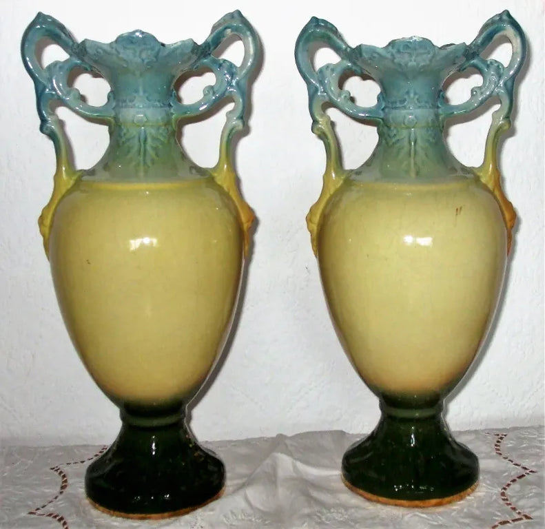 Pair of Antique Edwardian Royal Vienna Vases ~ A.G. Harley Jones