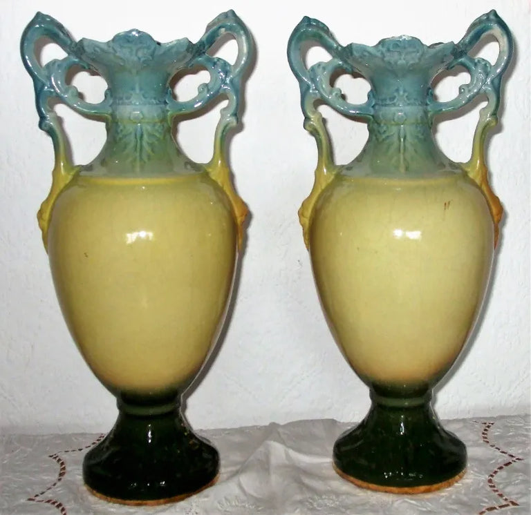 Pair of Antique Edwardian Royal Vienna Vases ~ A.G. Harley Jones
