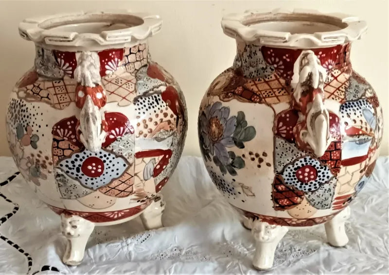 Pair of Antique Japanese Meiji Period Satsuma Vases