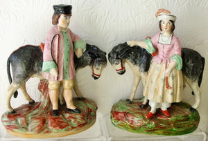 Pair Staffordshire Children & Donkeys H a2376A - H a2376B