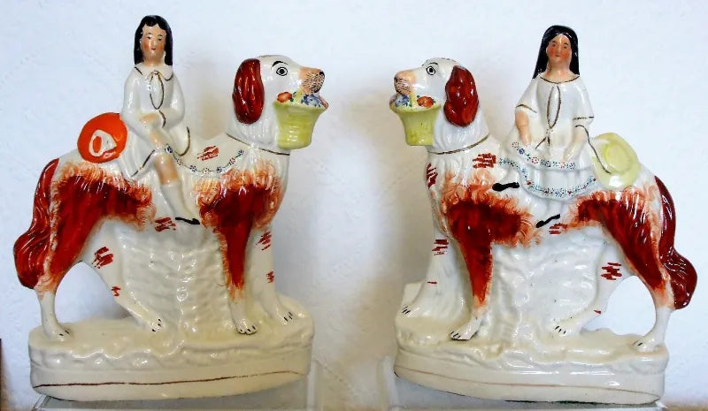 Pair of Antique Victorian Staffordshire Figures ~ 
