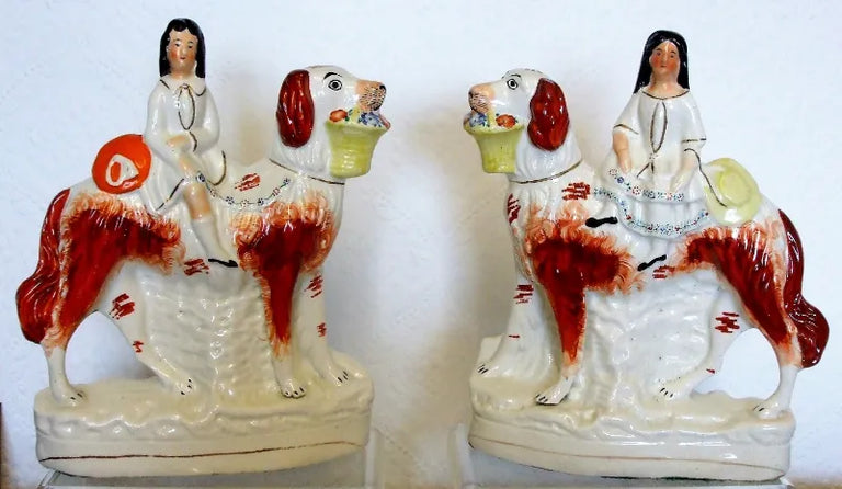 Pair of Antique Victorian Staffordshire Figures ~ 