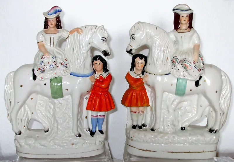 Pair of Antique Victorian Staffordshire Figures ~ 