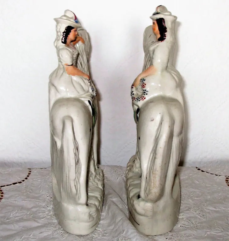 Pair of Antique Victorian Staffordshire Figures ~ 