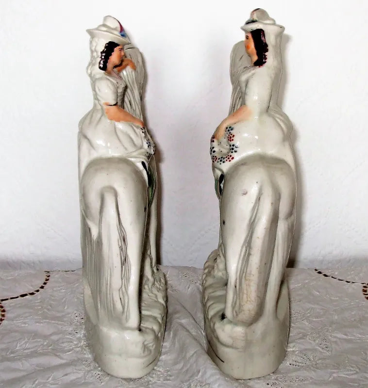 Pair of Antique Victorian Staffordshire Figures ~ 