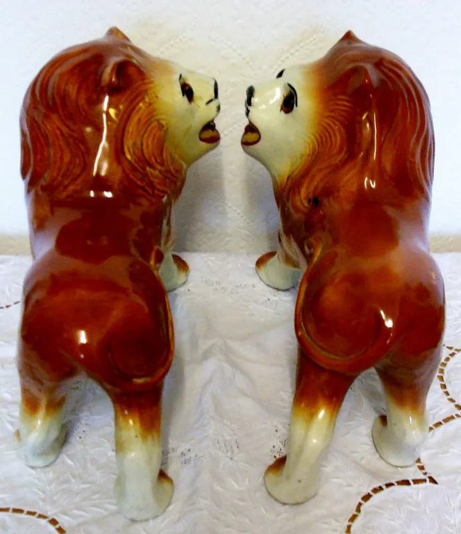 Pair of Antique Victorian Staffordshire Lions