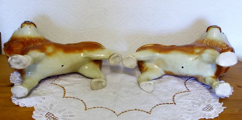 Pair of Antique Victorian Staffordshire Lions