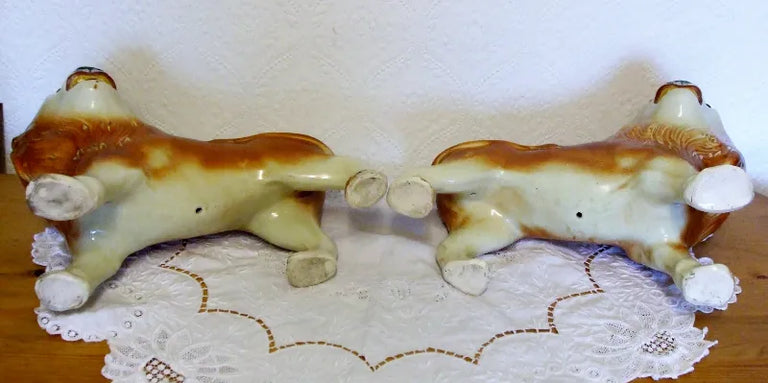Pair of Antique Victorian Staffordshire Lions