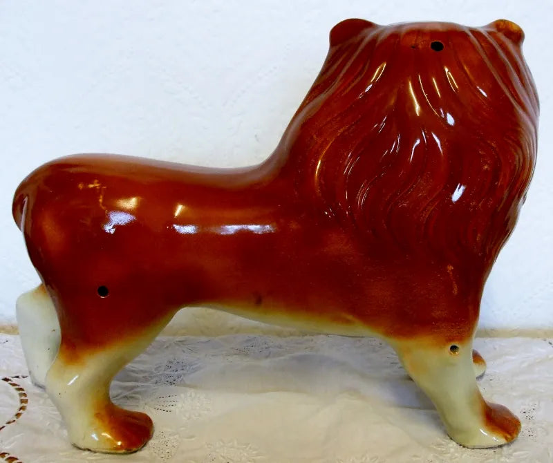 Pair of Antique Victorian Staffordshire Lions