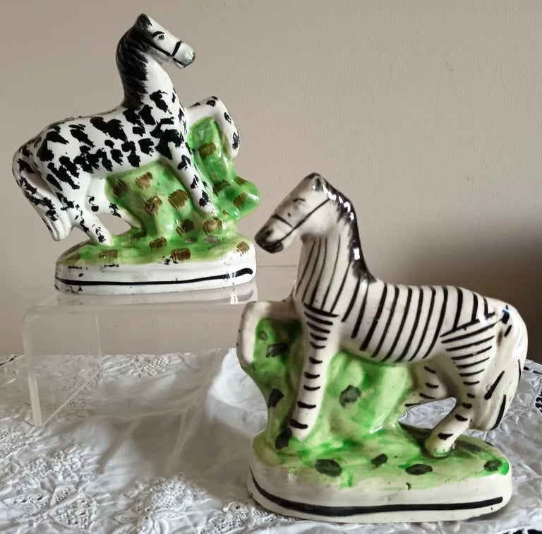 Antique Victorian Staffordshire Prancing Zebra