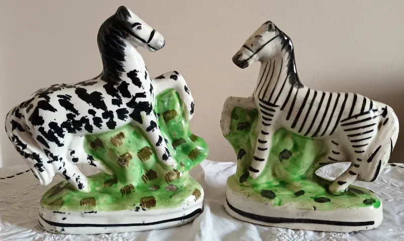Antique Victorian Staffordshire Prancing Zebra