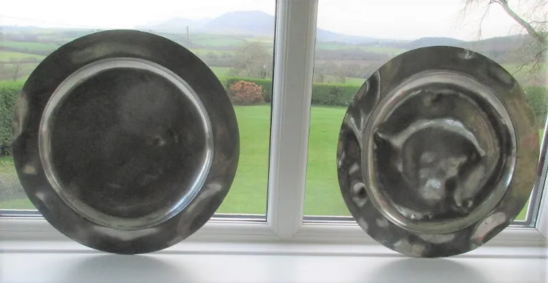 Pair of Antique English Georgian Pewter Chargers