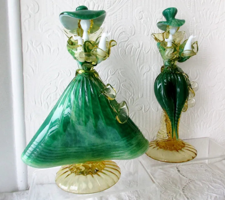 Pair of Vintage Italian Venetian Glass Figurines