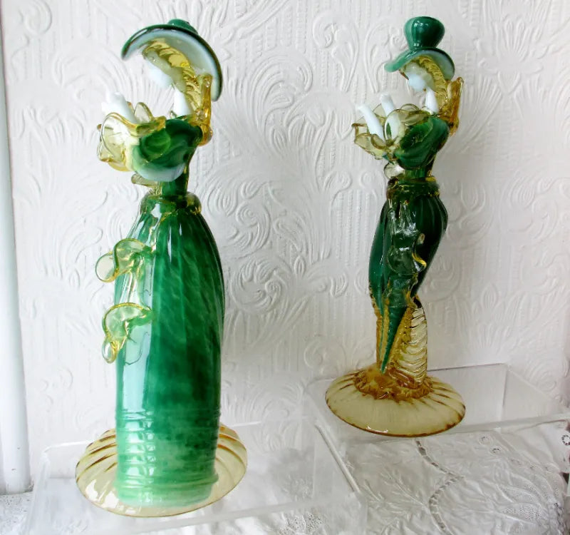Pair of Vintage Italian Venetian Glass Figurines